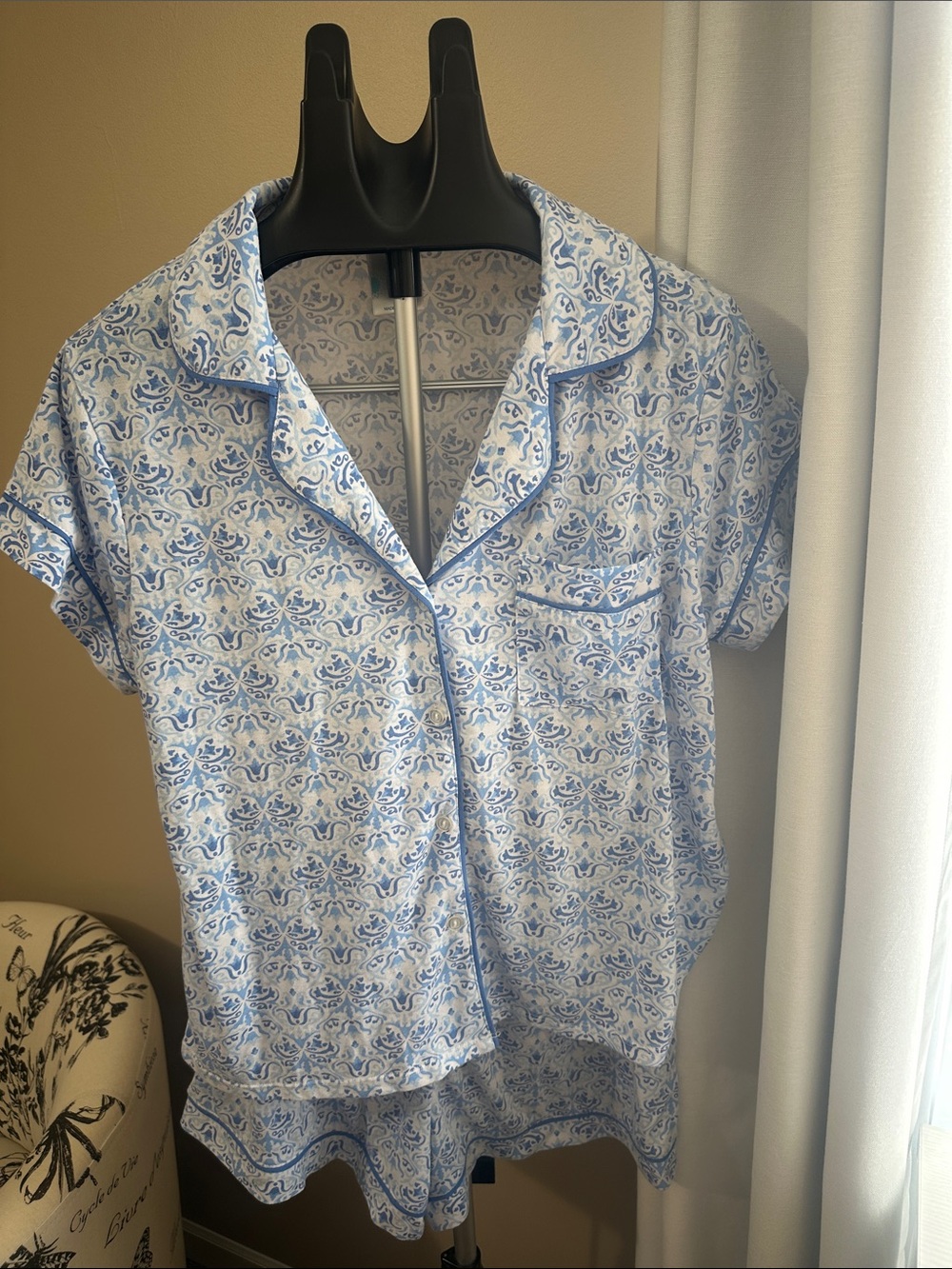 Blue Paisley Short-Sleeve Pajama Set